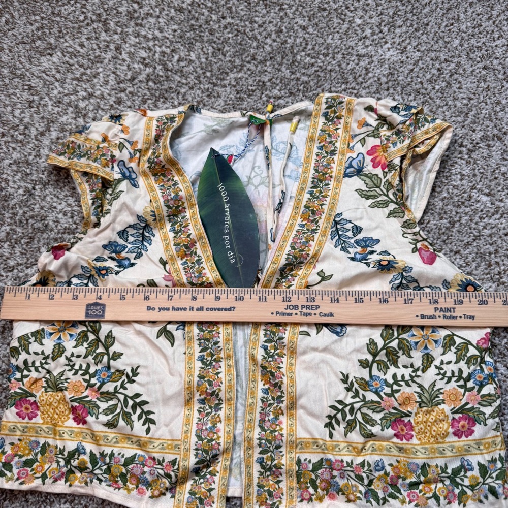 Farm Rio Tropical Floral Print Embroidered Top & Wrap Skirt Set Women's Large - Picture 6 of 11